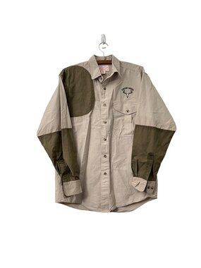 VTG CC Filson Mens Beige Brown Hunting Outdoor Long Sleeve Button Shirt Size M